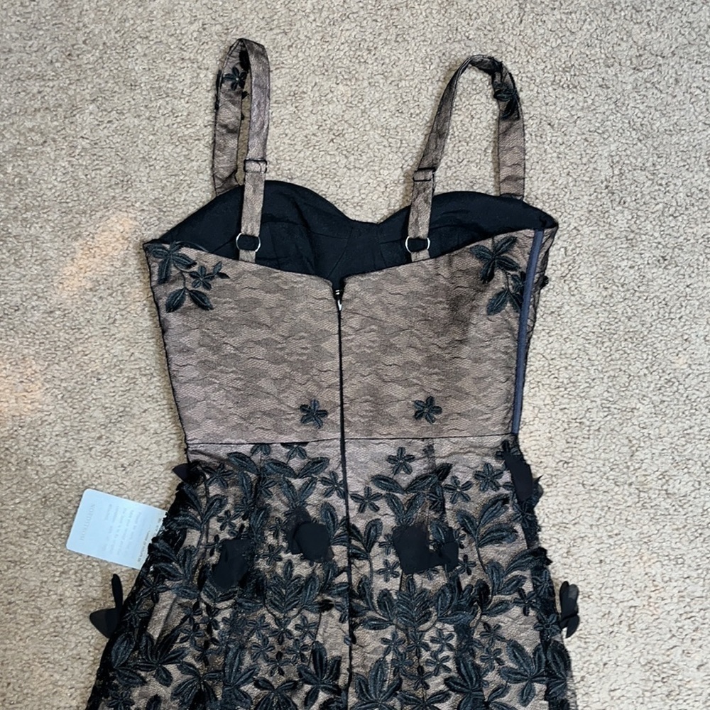 Dress the Population Anabel Embroidered Bustier Floral Sheer Lace Gown Black XXS - Picture 11 of 15